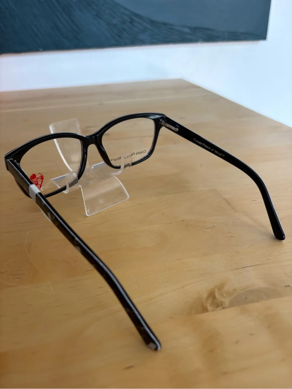 Peace Love Dream Big Black White Art Tools Rectangle Eyeglasses 55-15-140 NWT